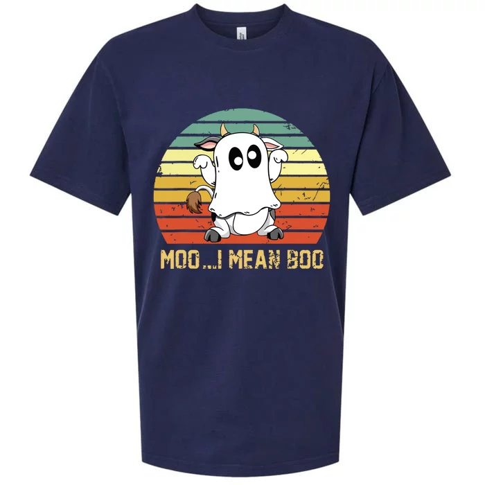 Ghost Cow Moo I Mean Boo Halloween Funny Cow Lover Sueded Cloud Jersey T-Shirt