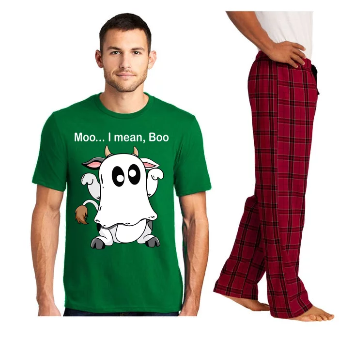 Ghost Cow Moo I Mean Boo Halloween Outfit Funny Cow Lover Pajama Set