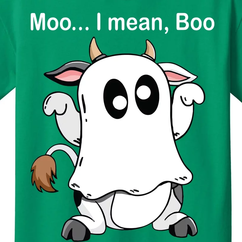 Ghost Cow Moo I Mean Boo Halloween Outfit Funny Cow Lover Kids T-Shirt