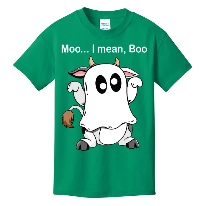 Ghost Cow Moo I Mean Boo Halloween Outfit Funny Cow Lover Kids T-Shirt