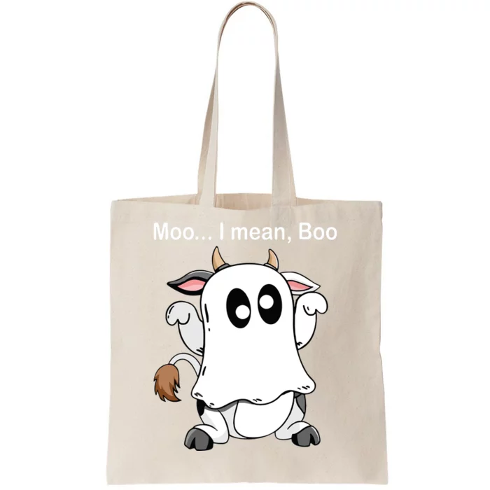 Ghost Cow Moo I Mean Boo Halloween Outfit Funny Cow Lover Tote Bag