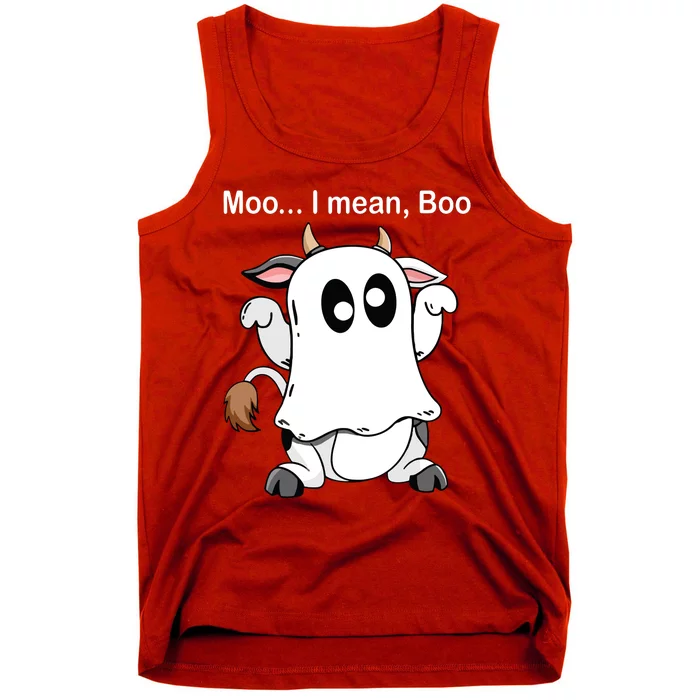 Ghost Cow Moo I Mean Boo Halloween Outfit Funny Cow Lover Tank Top