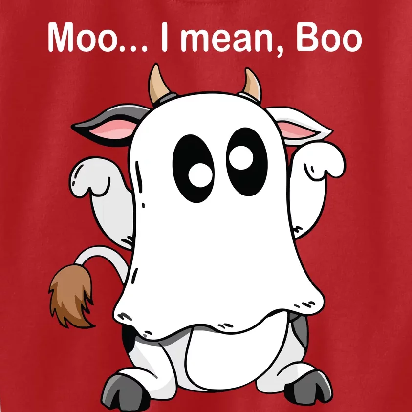 Ghost Cow Moo I Mean Boo Halloween Outfit Funny Cow Lover Kids Sweatshirt