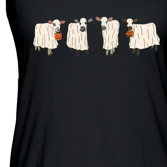 Ghost Cow Moo I Mean Boo Trick Or Treat Halloween Party Sweat Ladies Essential Flowy Tank