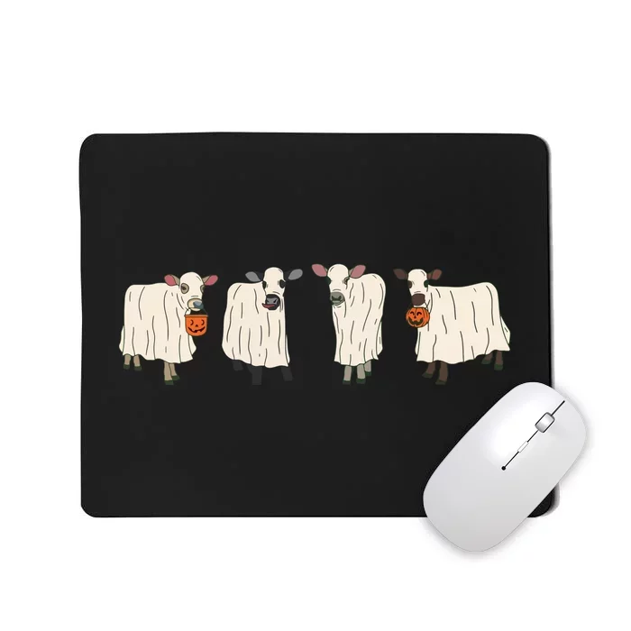 Ghost Cow Moo I Mean Boo Trick Or Treat Halloween Party Sweat Mousepad