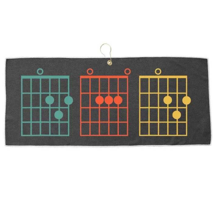 Guitar Chord Musical Note Dad Written Retro Vintage Father Large Microfiber Waffle Golf Towel