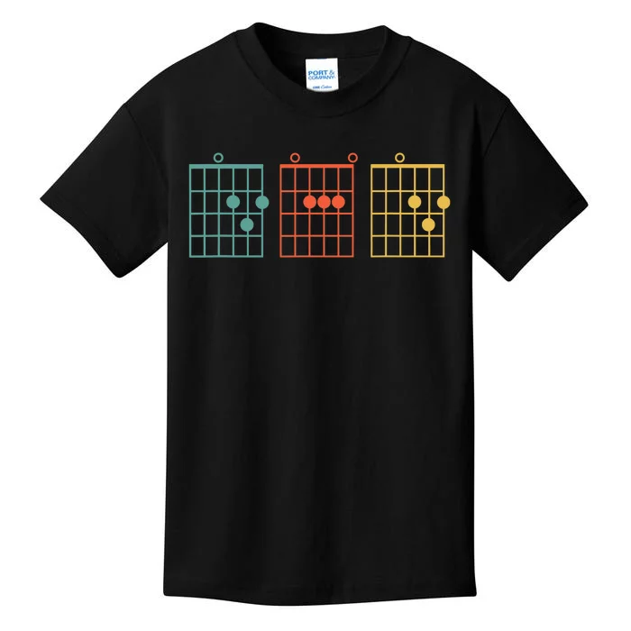 Guitar Chord Musical Note Dad Written Retro Vintage Father Kids T-Shirt