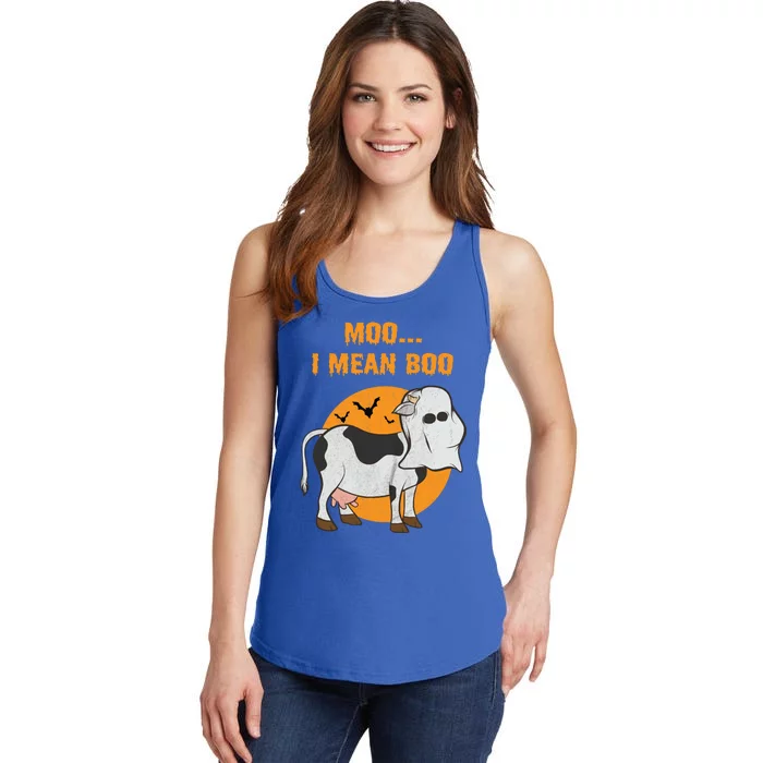 Ghost Cow Moo I Mean Boo Gift Ladies Essential Tank