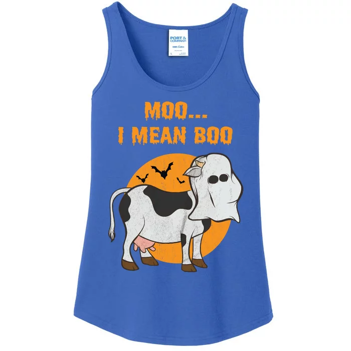 Ghost Cow Moo I Mean Boo Gift Ladies Essential Tank