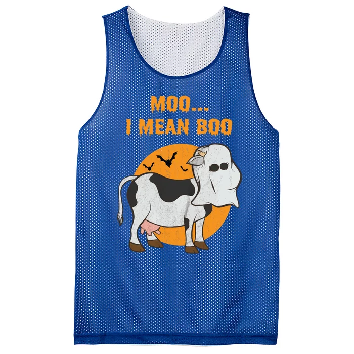 Ghost Cow Moo I Mean Boo Gift Mesh Reversible Basketball Jersey Tank