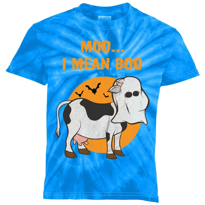 Ghost Cow Moo I Mean Boo Gift Kids Tie-Dye T-Shirt