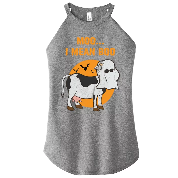 Ghost Cow Moo I Mean Boo Gift Women’s Perfect Tri Rocker Tank