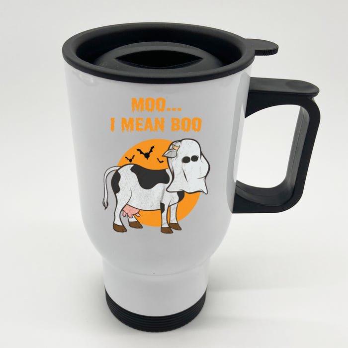 Ghost Cow Moo I Mean Boo Gift Front & Back Stainless Steel Travel Mug