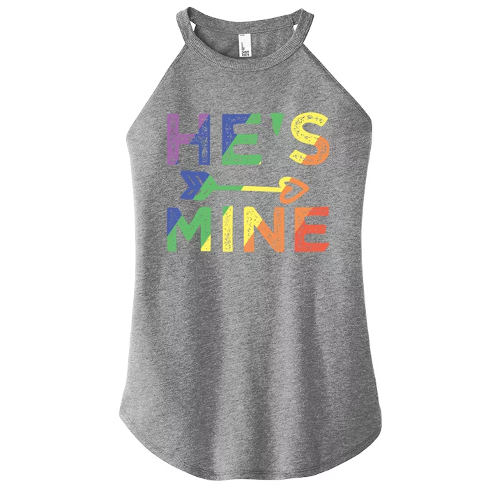 Gay Couple Matching Gift Hes Mine Lgbt Pride Gift Women’s Perfect Tri Rocker Tank