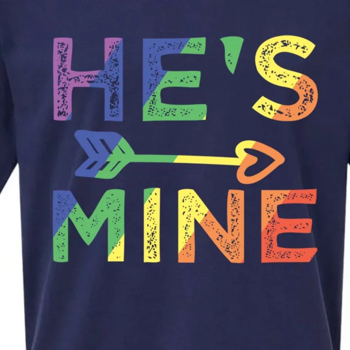 Gay Couple Matching Gift Hes Mine Lgbt Pride Gift Sueded Cloud Jersey T-Shirt