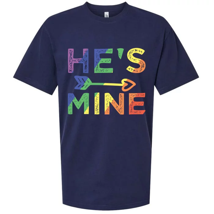 Gay Couple Matching Gift Hes Mine Lgbt Pride Gift Sueded Cloud Jersey T-Shirt