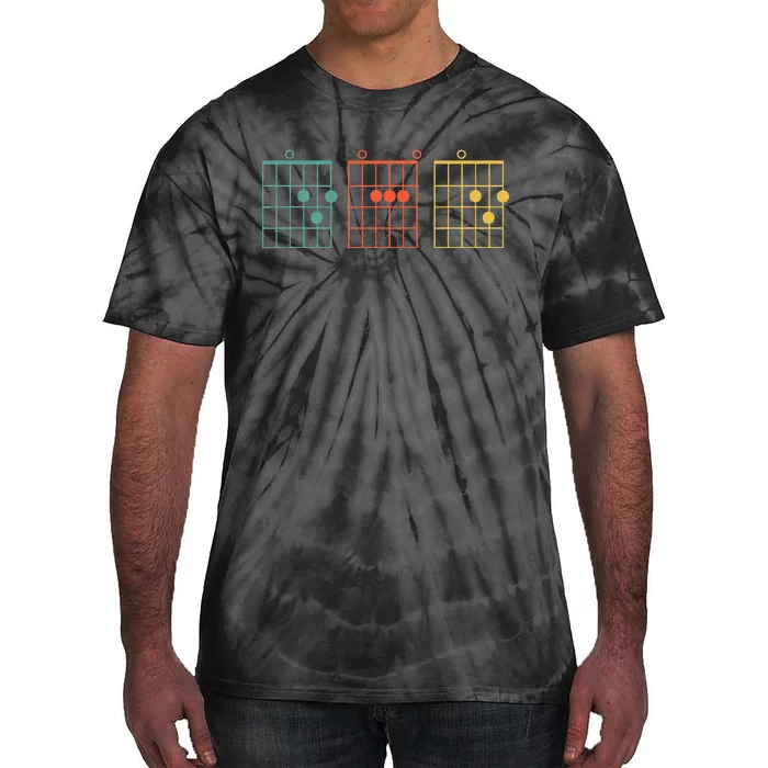 Guitar Chord Musical Note Dad Written Retro Vintage Father Tie-Dye T-Shirt