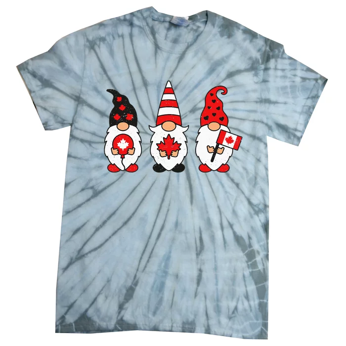 Gnomies Canada Maple Leaf Vintage Canadian Flag Canada Day Tie-Dye T-Shirt