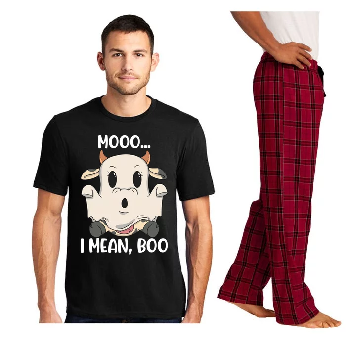 Ghost Cow Moo I Mean Boo Costume Halloween Gift Pajama Set