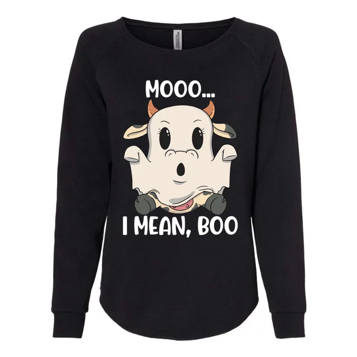 Ghost Cow Moo I Mean Boo Costume Halloween Gift Womens California Wash Sweatshirt