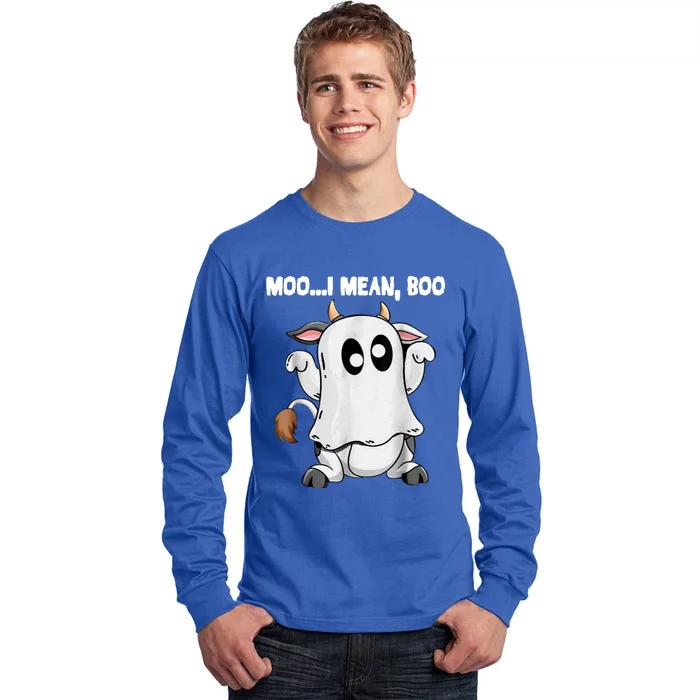 Ghost Cow Moo I Mean Boo Funny Halloween Cow Boo Meaningful Gift Tall Long Sleeve T-Shirt