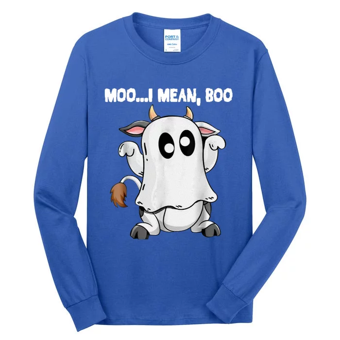 Ghost Cow Moo I Mean Boo Funny Halloween Cow Boo Meaningful Gift Tall Long Sleeve T-Shirt