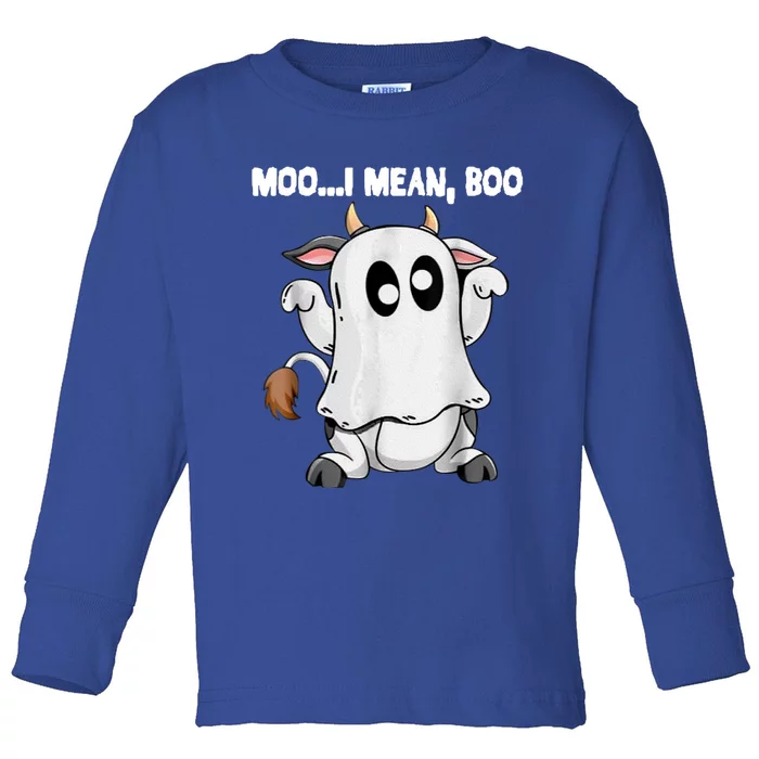 Ghost Cow Moo I Mean Boo Funny Halloween Cow Boo Meaningful Gift Toddler Long Sleeve Shirt