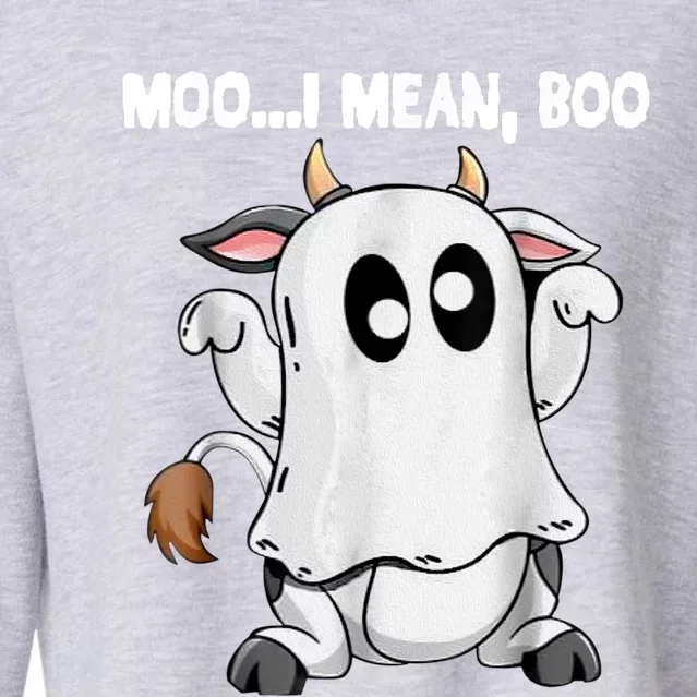 Ghost Cow Moo I Mean Boo Funny Halloween Cow Boo Meaningful Gift Cropped Pullover Crew