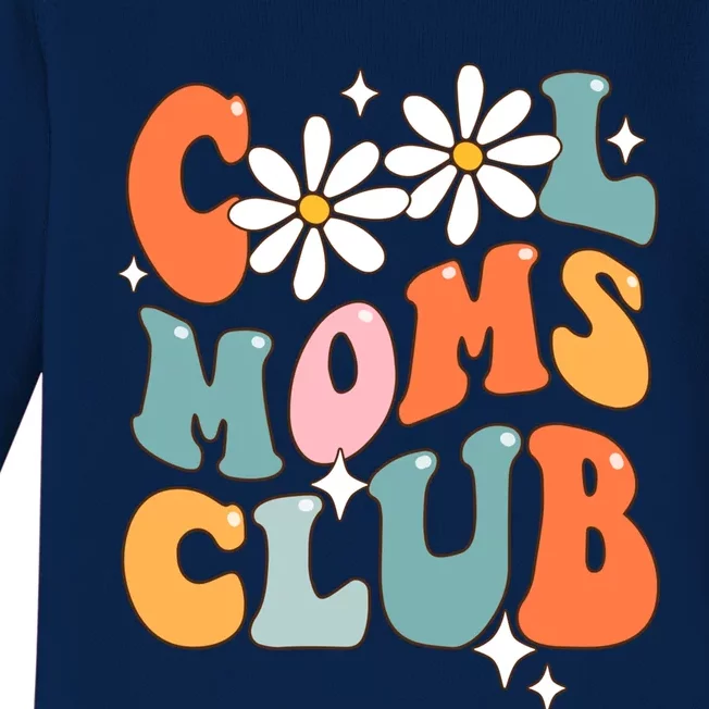 Groovy Cool Moms Club Funny Smile Mothers Day Great Gift Baby Long Sleeve Bodysuit