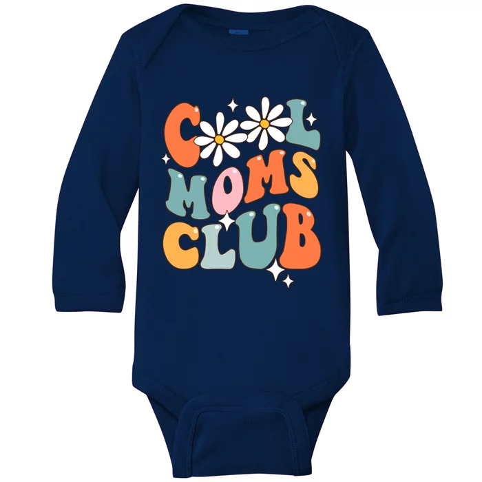 Groovy Cool Moms Club Funny Smile Mothers Day Great Gift Baby Long Sleeve Bodysuit