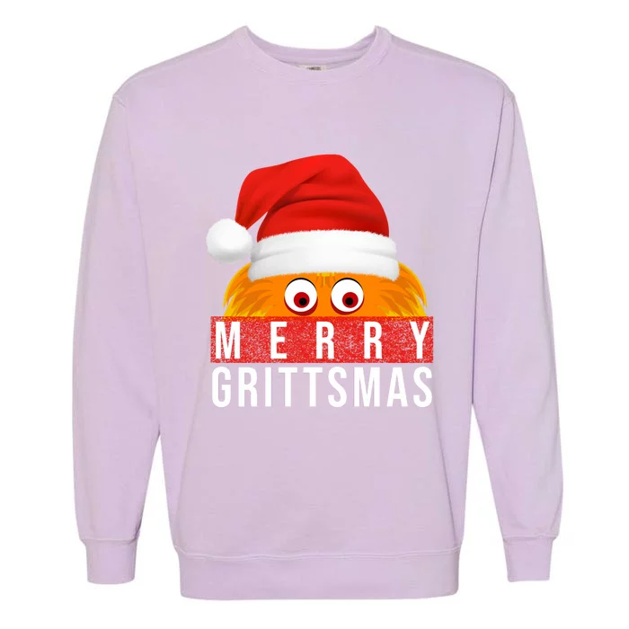 Gritty Christmas Merry Grittsmas Christmas Gift Long Sleeve Garment-Dyed Sweatshirt