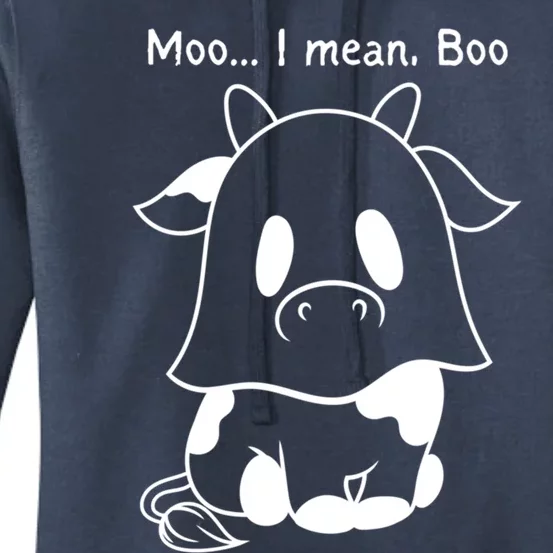 Ghost Cow Moo I Mean Boo Funny Halloween Costume Gift Women's Pullover Hoodie