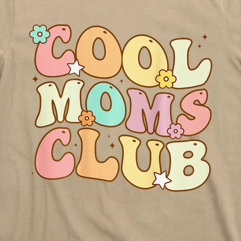 Groovy Cool Moms Club Smile Face Funny Mothers Day T-Shirt