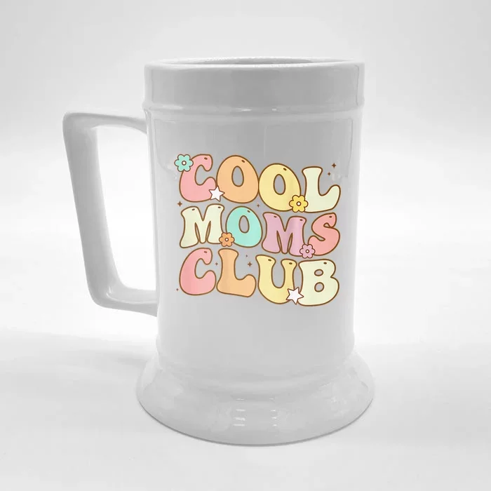 Groovy Cool Moms Club Smile Face Funny Mothers Day Front & Back Beer Stein