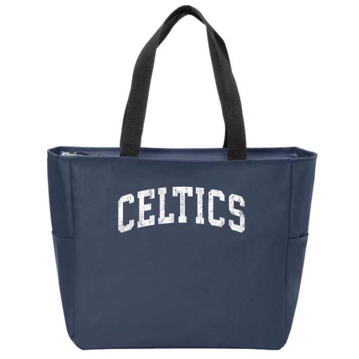 Grungded Celtics Mascot Vintage Athletic Sports Name Design Zip Tote Bag