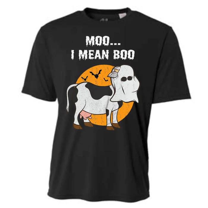 Ghost Cow Moo I Mean Boo Halloween Cooling Performance Crew T-Shirt