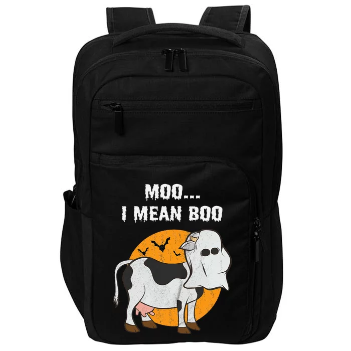 Ghost Cow Moo I Mean Boo Halloween Impact Tech Backpack