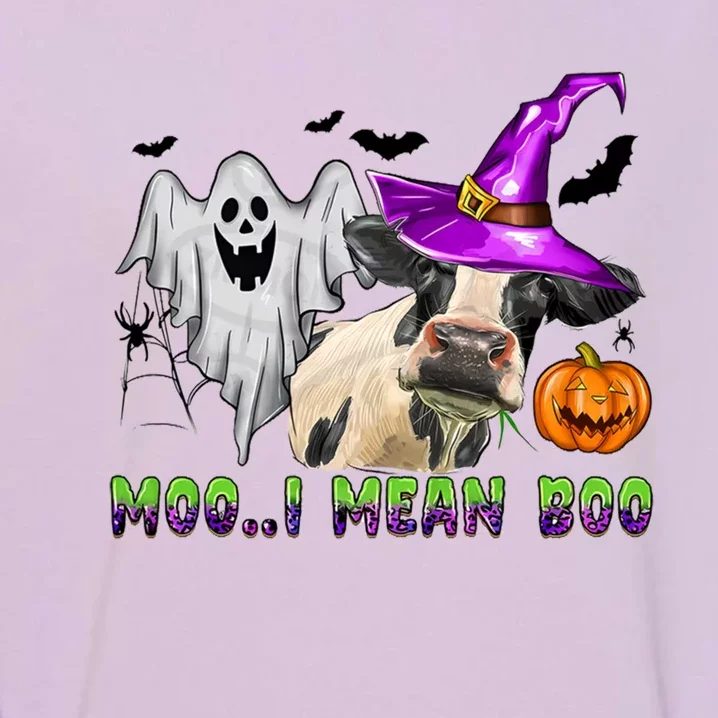 Ghost Cow Moo I Mean Boo Halloween Funny Cow Lover Costume Great Gift Garment-Dyed Sweatshirt