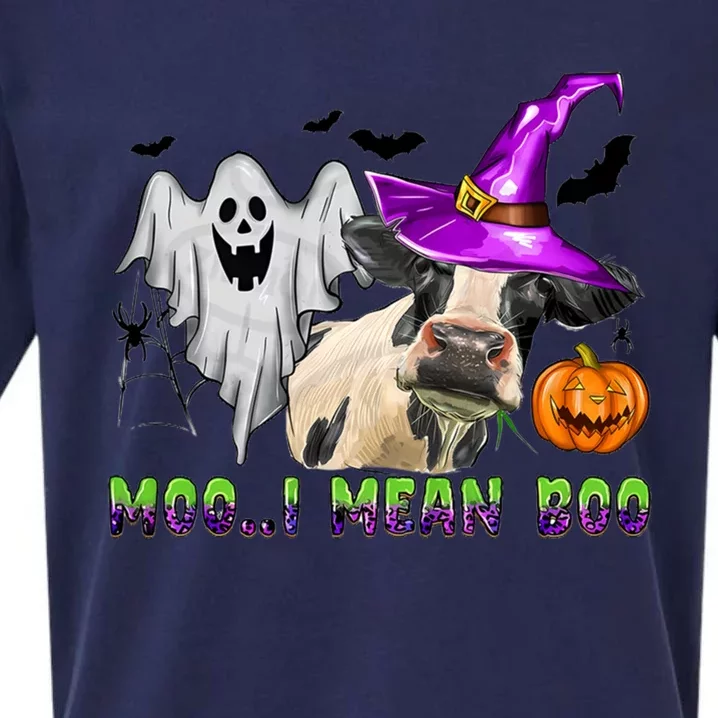 Ghost Cow Moo I Mean Boo Halloween Funny Cow Lover Costume Great Gift Sueded Cloud Jersey T-Shirt