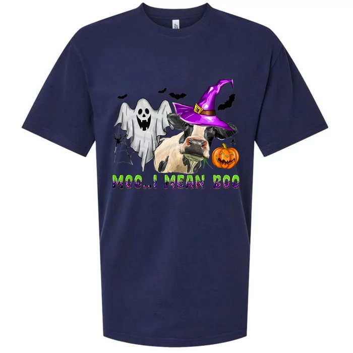 Ghost Cow Moo I Mean Boo Halloween Funny Cow Lover Costume Great Gift Sueded Cloud Jersey T-Shirt