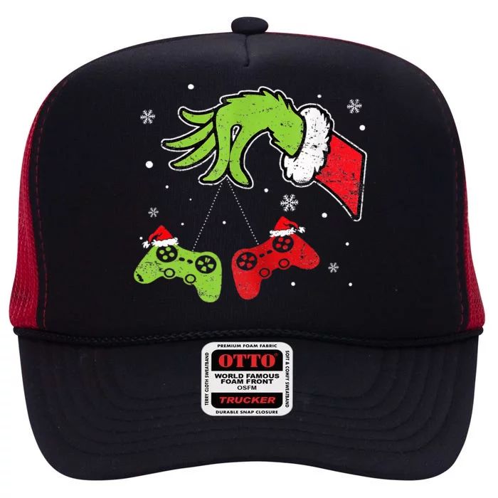 Gaming  Christmas Matching Pajamas Funny Gamer High Crown Mesh Trucker Hat