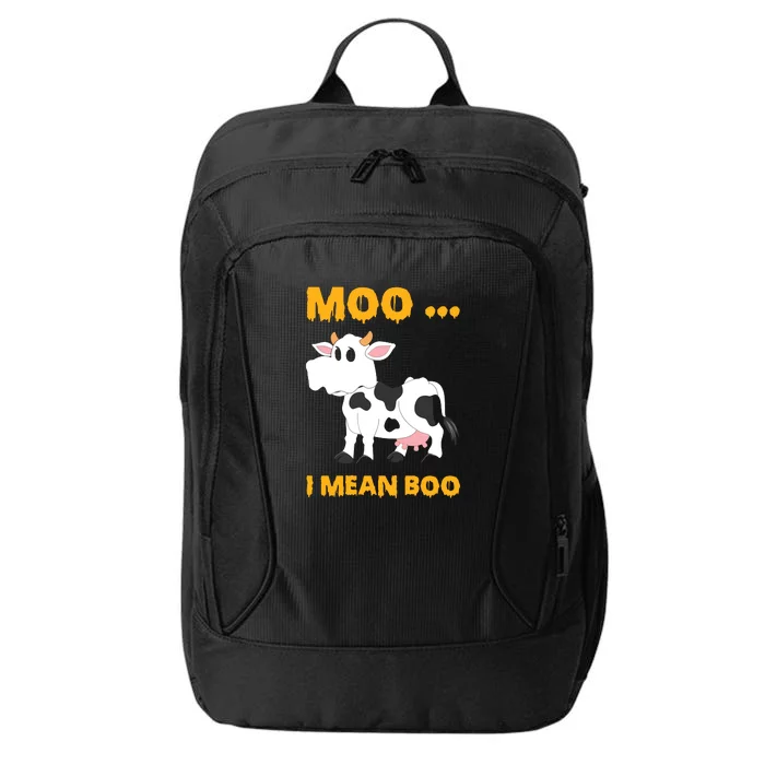 Ghost Cow Moo I Mean Boo Halloween City Backpack