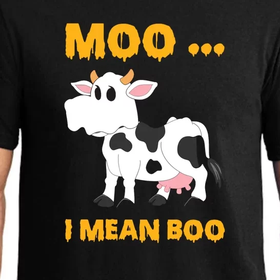 Ghost Cow Moo I Mean Boo Halloween Pajama Set