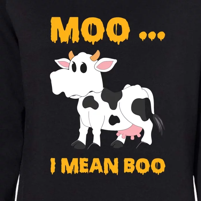 Ghost Cow Moo I Mean Boo Halloween Womens California Wash Sweatshirt