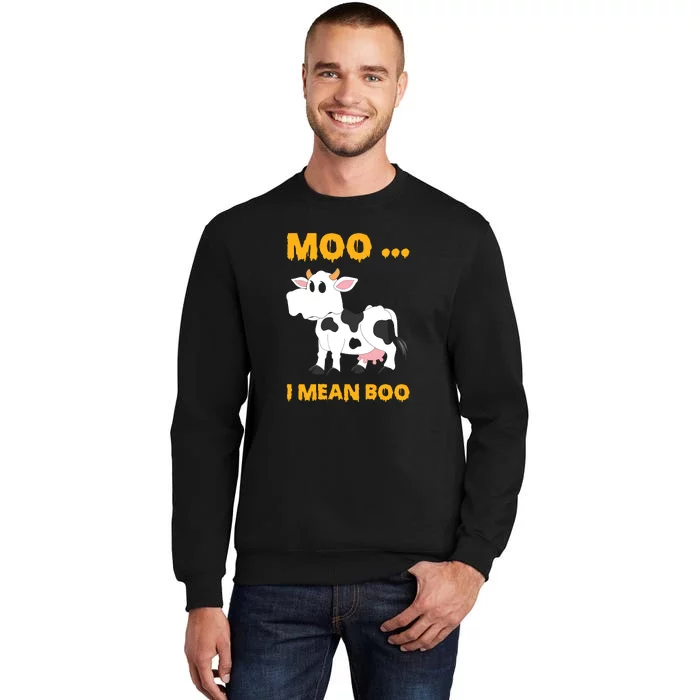 Ghost Cow Moo I Mean Boo Halloween Tall Sweatshirt