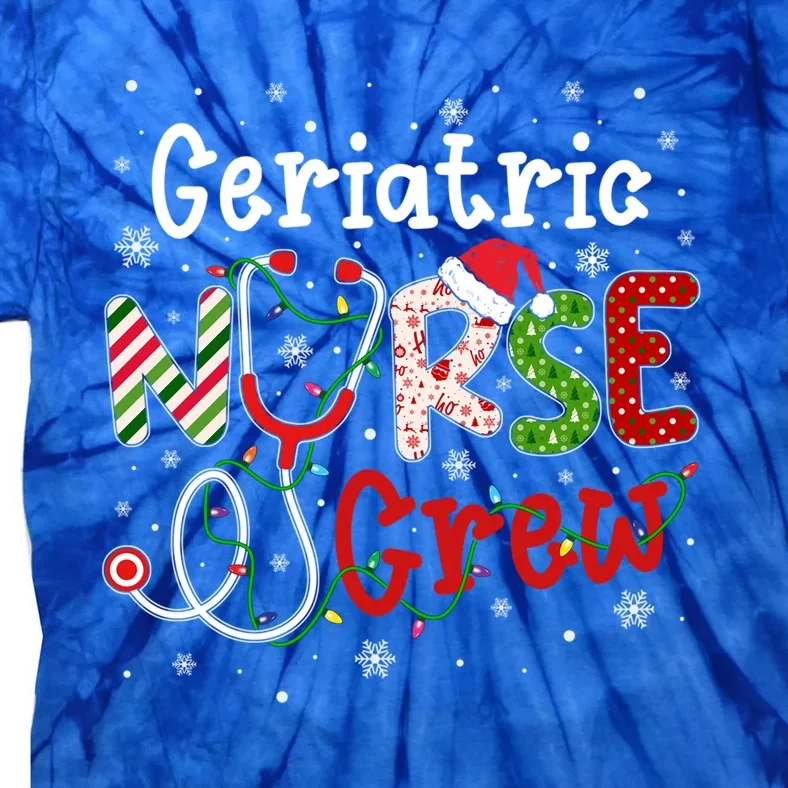 Geriatric Christmas Nurse Crew Nursing Christmas Pattern Gift Tie-Dye T-Shirt