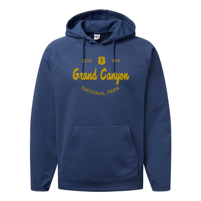 Grand Canyon National Park Classic Script Style Text Cool Gift Performance Fleece Hoodie