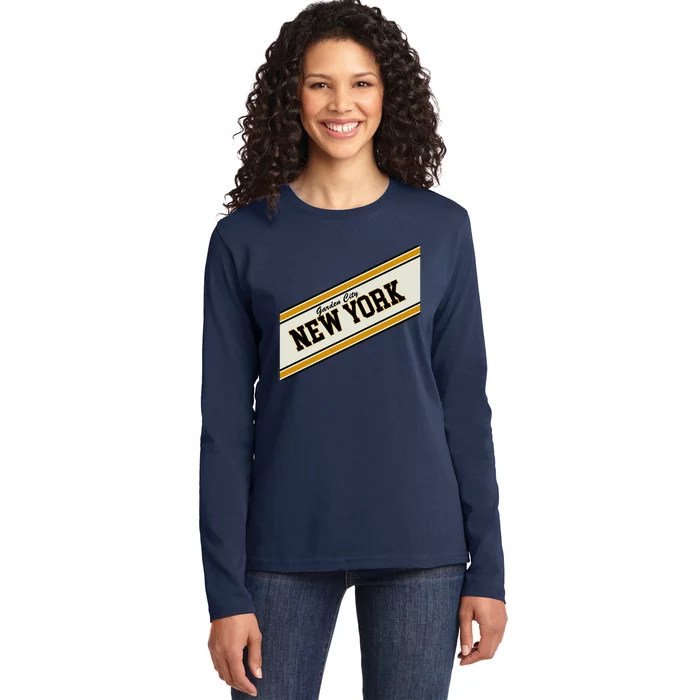 Garden City New York Varsity Logo Ladies Long Sleeve Shirt