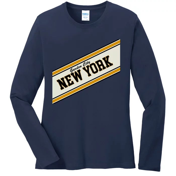 Garden City New York Varsity Logo Ladies Long Sleeve Shirt