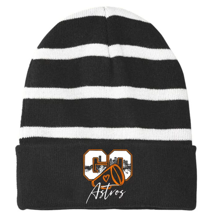 Go CheerAstros Name Athletic Sports Gift Boy Girl Striped Beanie with Solid Band